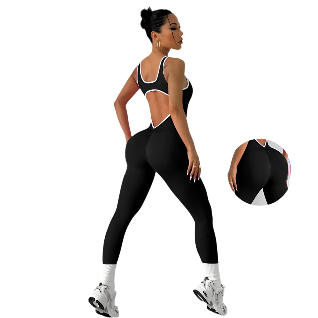 Seamless deep V yoga jumpsuit – sporty & stylish