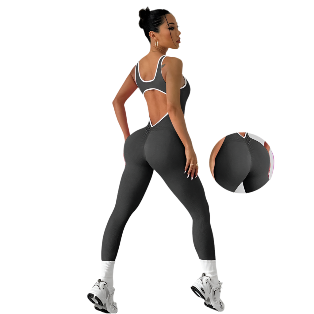 Seamless deep V yoga jumpsuit – sporty & stylish