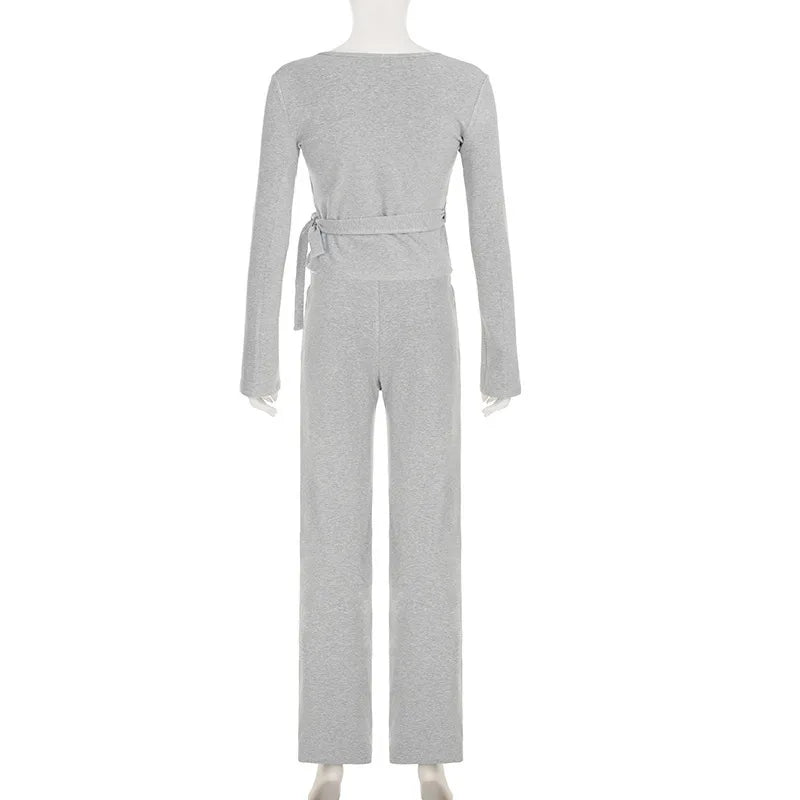 Women's pajamas - drawstring pants and wrap top