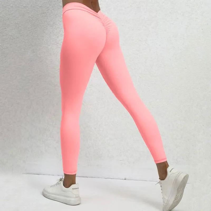 Women's V-neck scrunch sports leggings