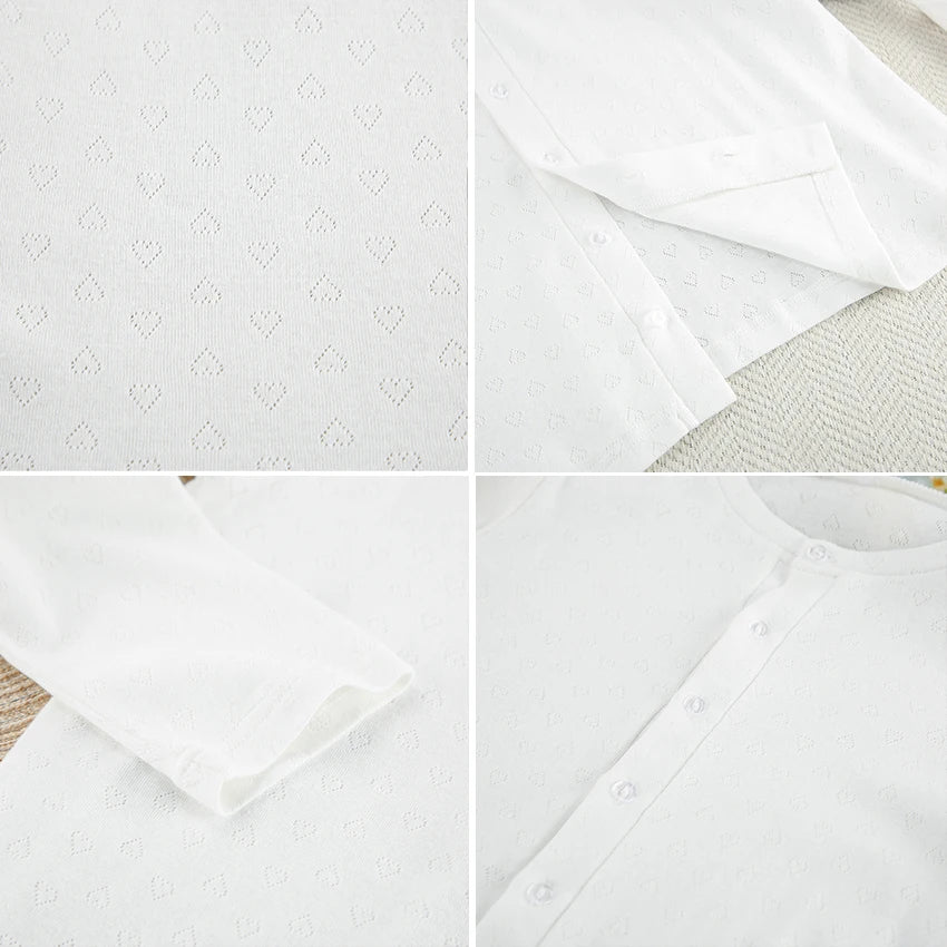 Women's white jacquard patterned pajama set