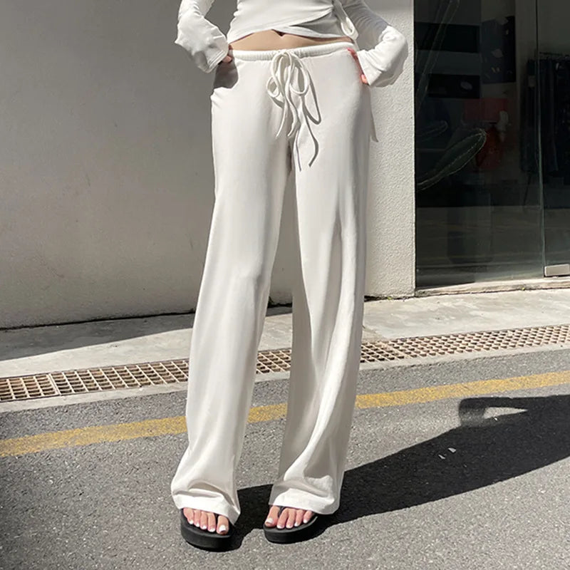 Women's pajamas - drawstring pants and wrap top