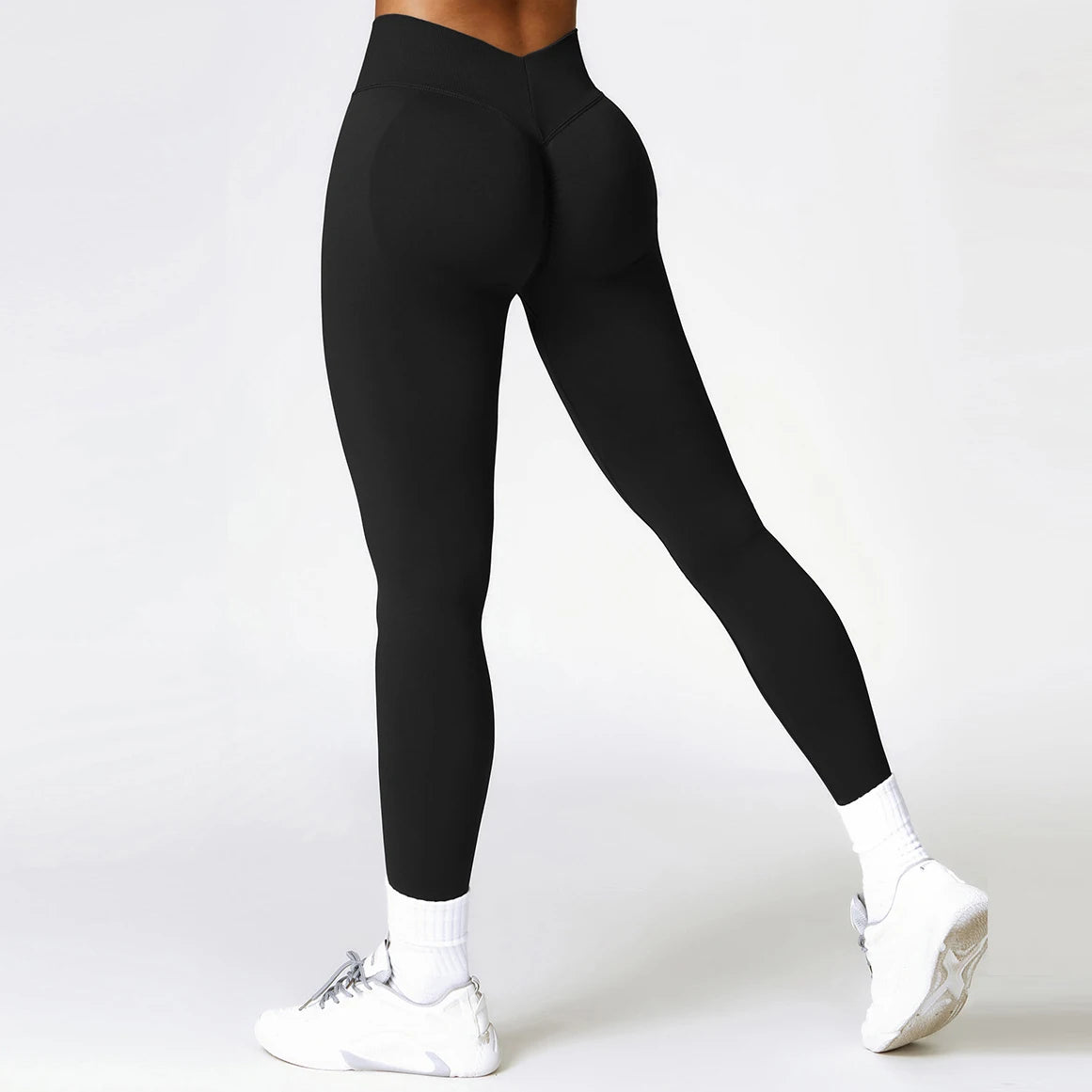 Women's sports leggings with a V-shaped back seam