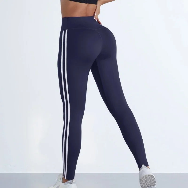 Women's striped high-waisted leggings