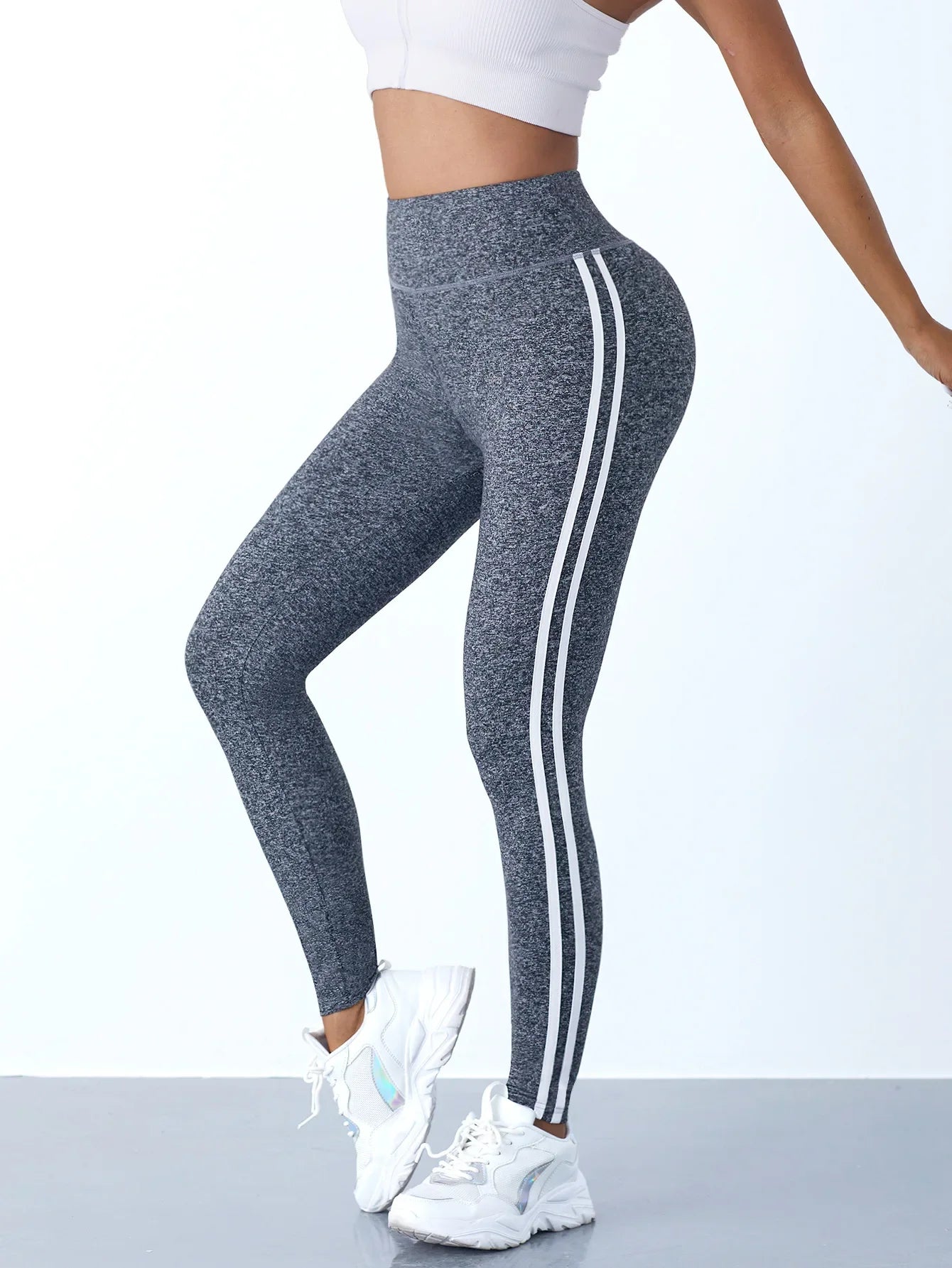 Women's striped high-waisted leggings