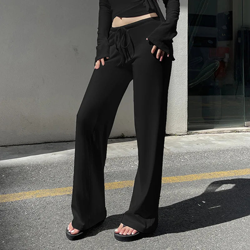 Women's pajamas - drawstring pants and wrap top