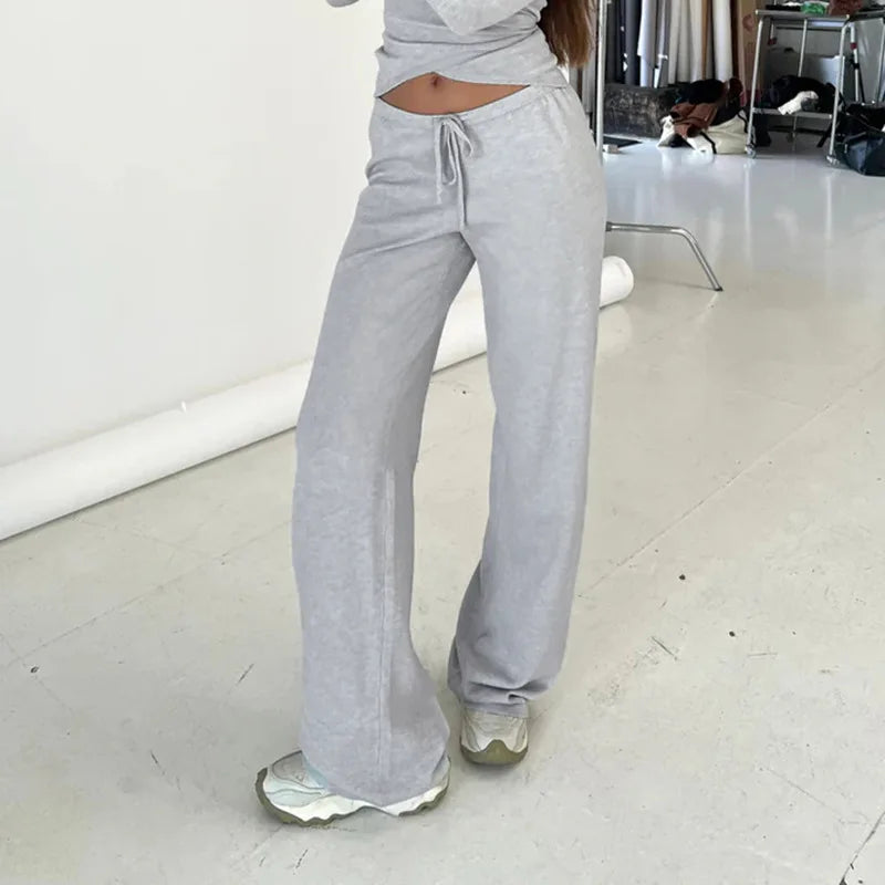 Women's pajamas - drawstring pants and wrap top
