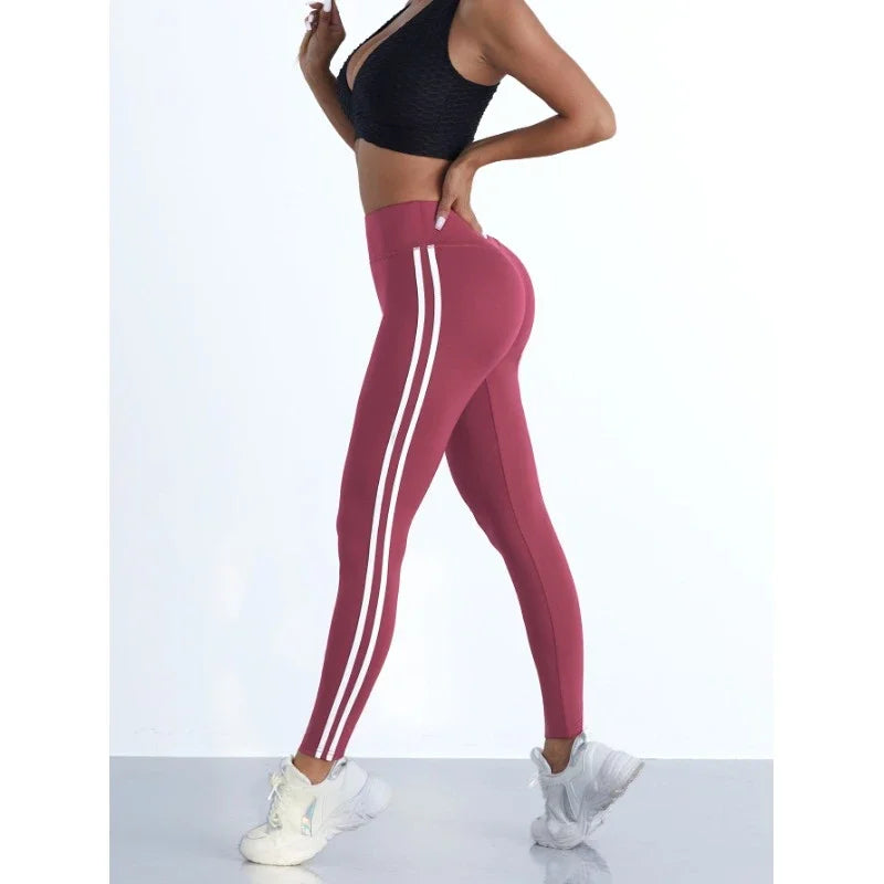 Women's striped high-waisted leggings