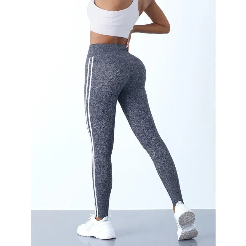 Women's striped high-waisted leggings