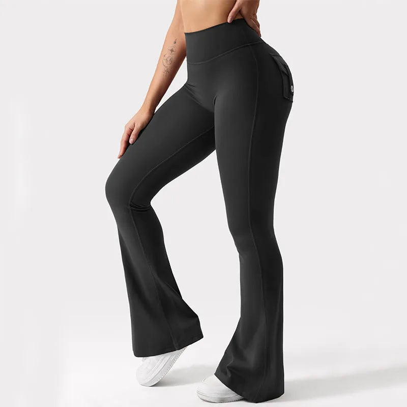 Wide-leg, highly stretchy yoga leggings