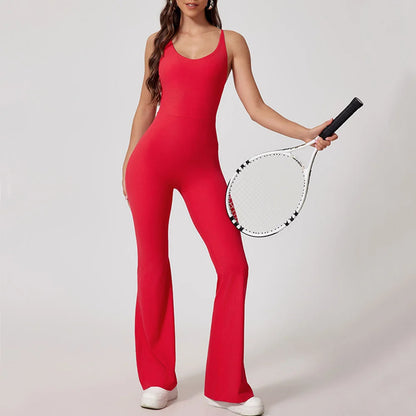 Naisten Jumpsuit, leveälahkeinen urheilu- /joogaasuste