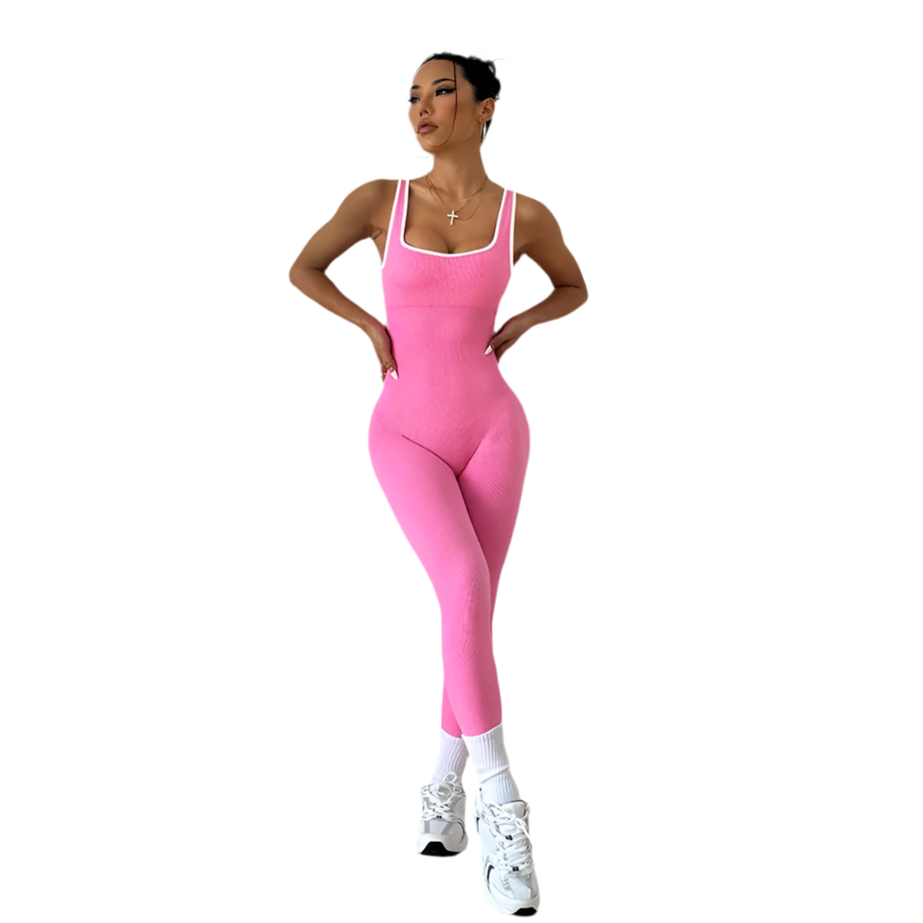 Seamless deep V yoga jumpsuit – sporty &amp; stylish