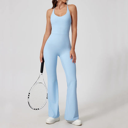 Naisten Jumpsuit, leveälahkeinen urheilu- /joogaasuste