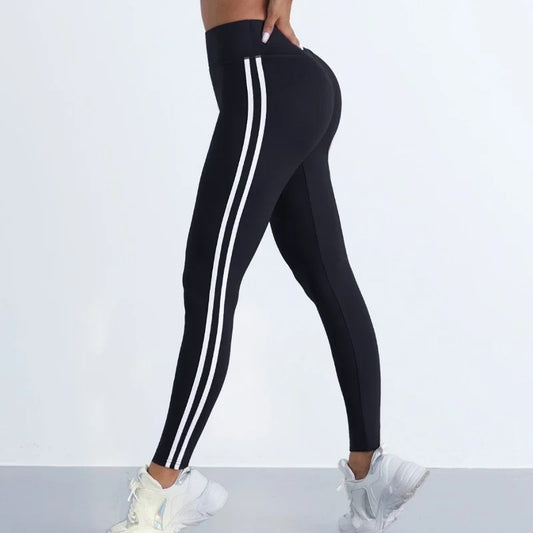 Women's striped high-waisted leggings 