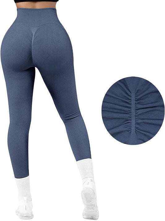 Women's ribbed high-waisted push-up workout leggings