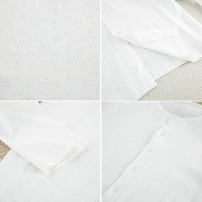 Naisten valkoinen jacquard-kuvioitu pyjamasetti