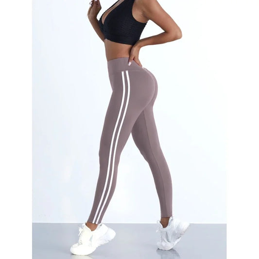 Women's striped high-waisted leggings 