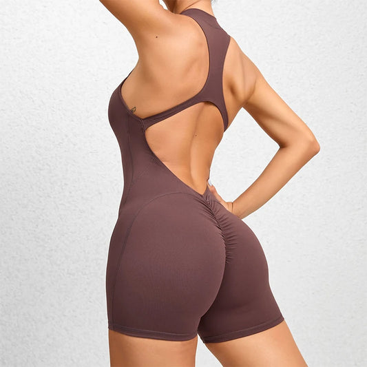 Naisten lyhyt hihaton urheilujumpsuit