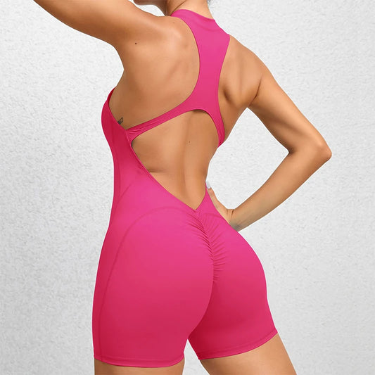 Naisten lyhyt hihaton urheilujumpsuit