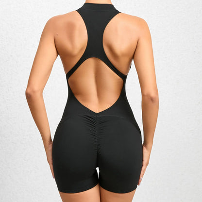 Naisten lyhyt hihaton urheilujumpsuit