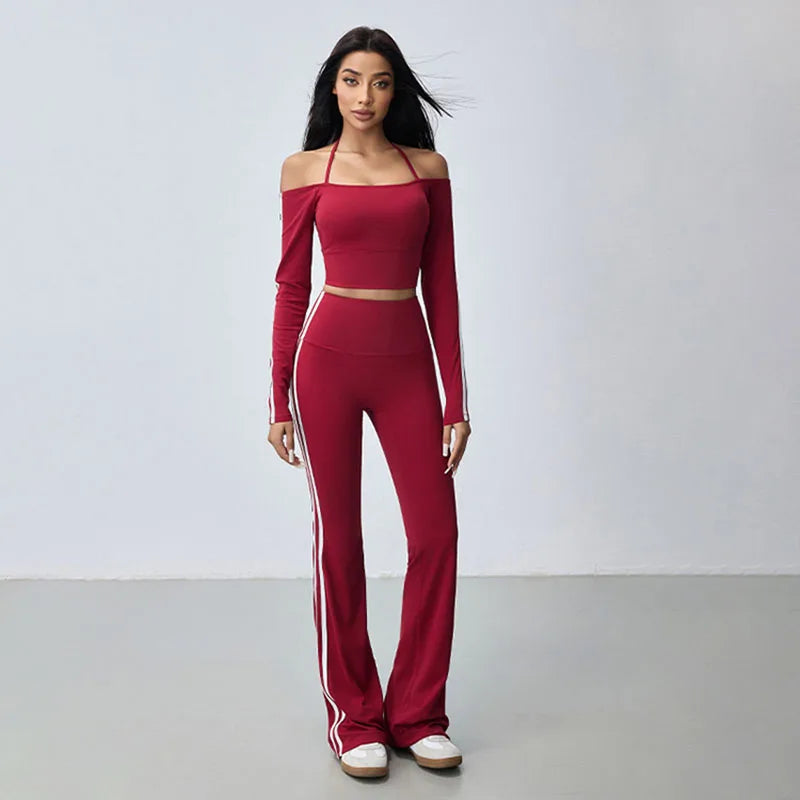 Women's high-waisted push-up yoga pants, wide-leg