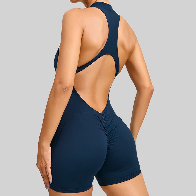 Naisten lyhyt hihaton urheilujumpsuit
