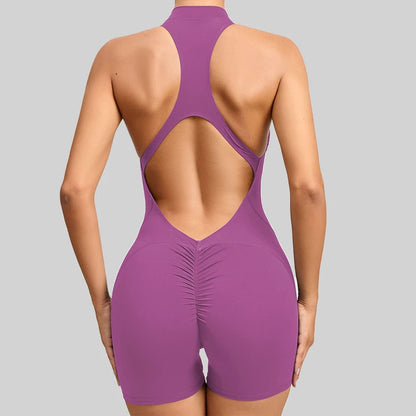 Naisten lyhyt hihaton urheilujumpsuit