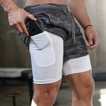 Miesten juoksushortsit 2-in-1