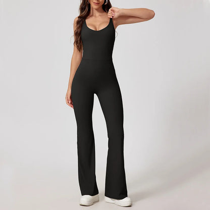 Naisten Jumpsuit, leveälahkeinen urheilu- /joogaasuste