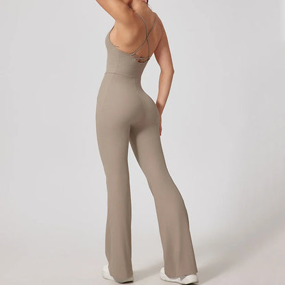 Naisten Jumpsuit, leveälahkeinen urheilu- /joogaasuste